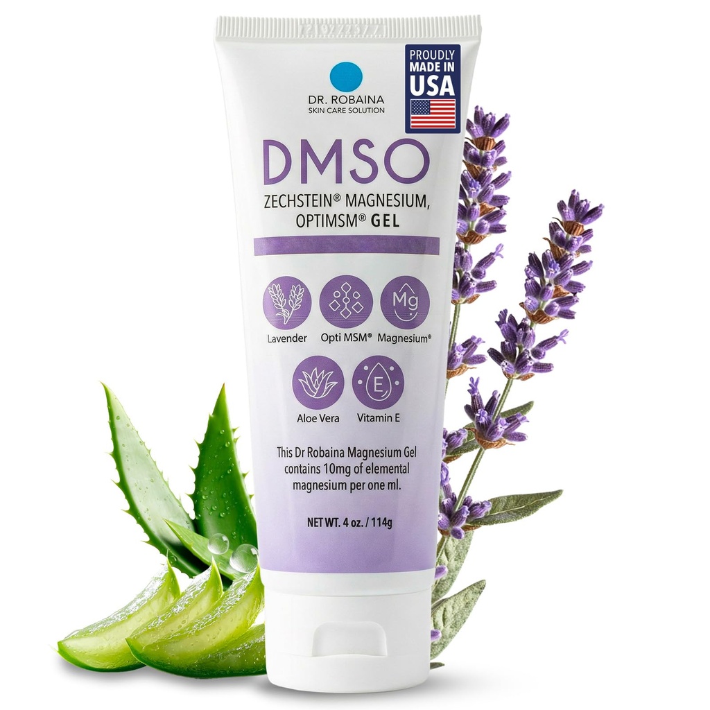 Dr. Robaina DMSO Lavender Gel - 99,9% Pure Pharmaceutical Grade | Skin Relief Formel med Zechstein Magnesium, Arnica, Aloe Vera, Vitamin E | Muscle & Joint Comfort | 4 oz | Made in USA