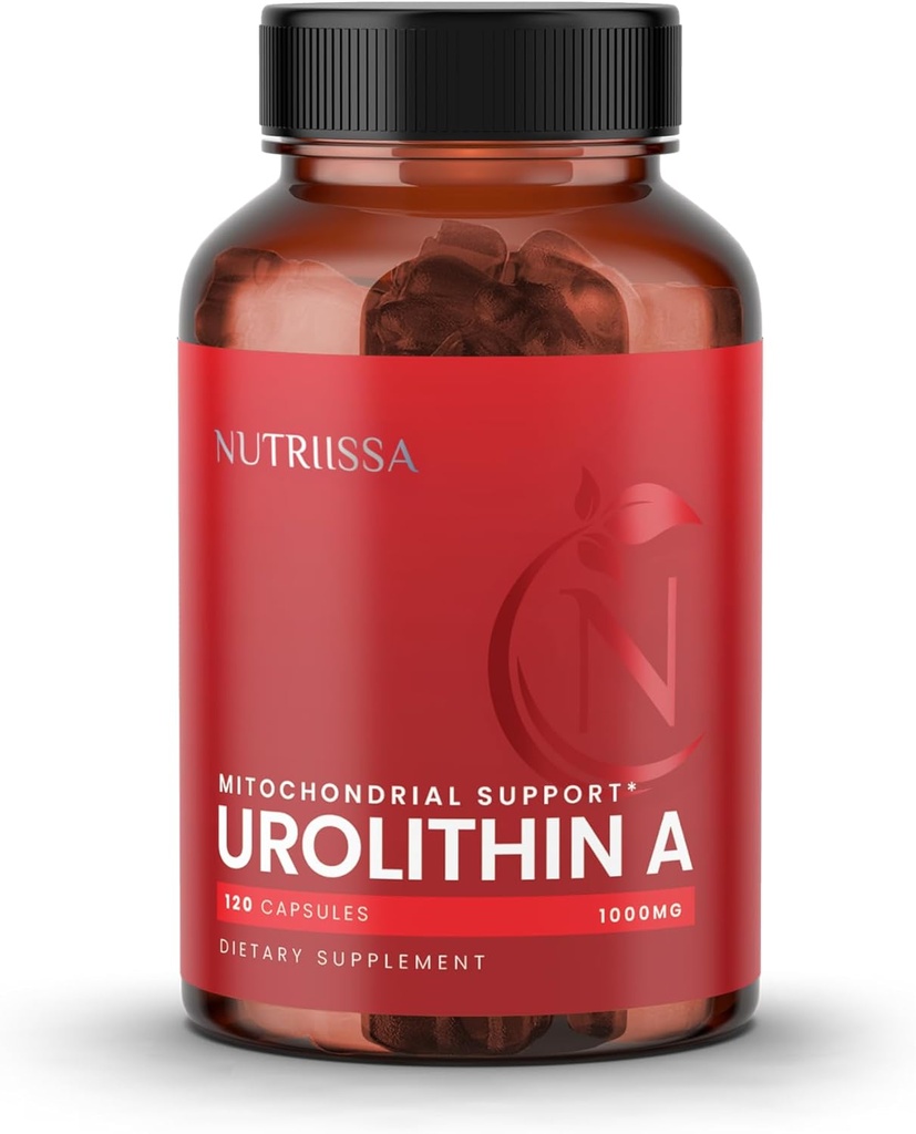 Nutriissa Urolithin A 1000mg - Avancerad cellulär föryngring, muskelstyrka - EPEB Certifierad för renhet och styrka - Vegan, 120 kapslar