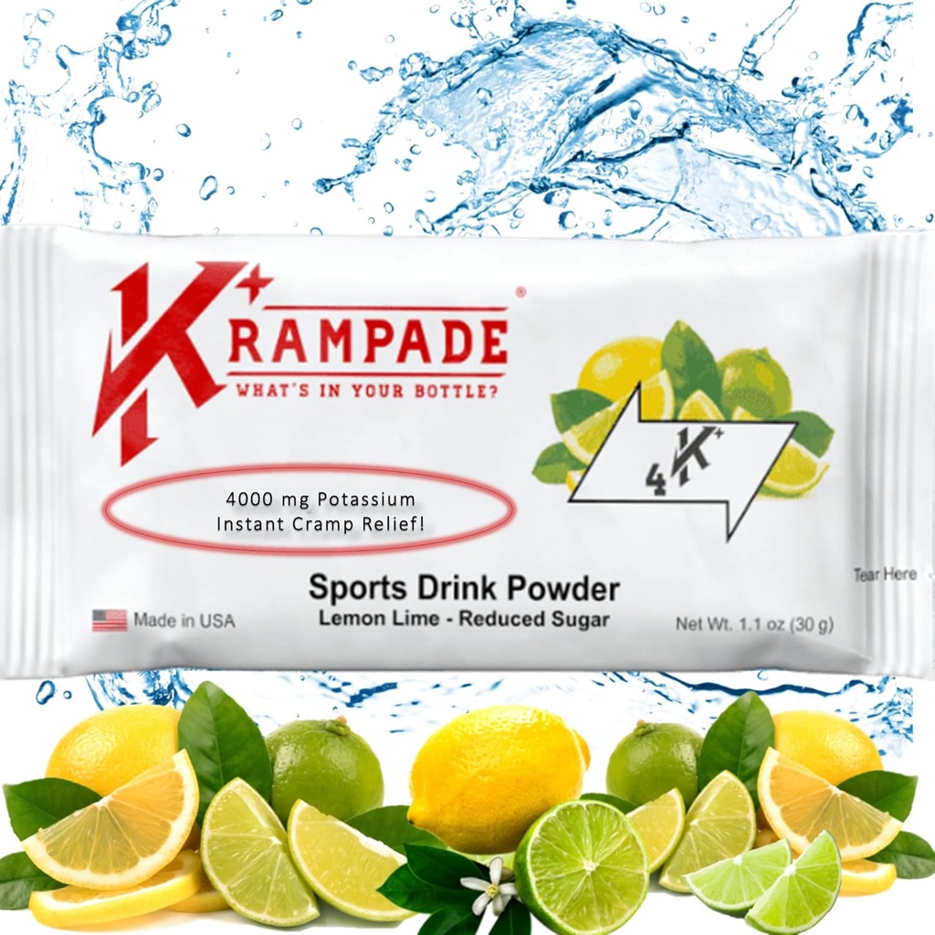 Krampade Electrolytes Powder Potassium Supplement - 4000 mg K +, >4X Mer än kokosvatten | Instant Cramp Relief | Hydration Powder