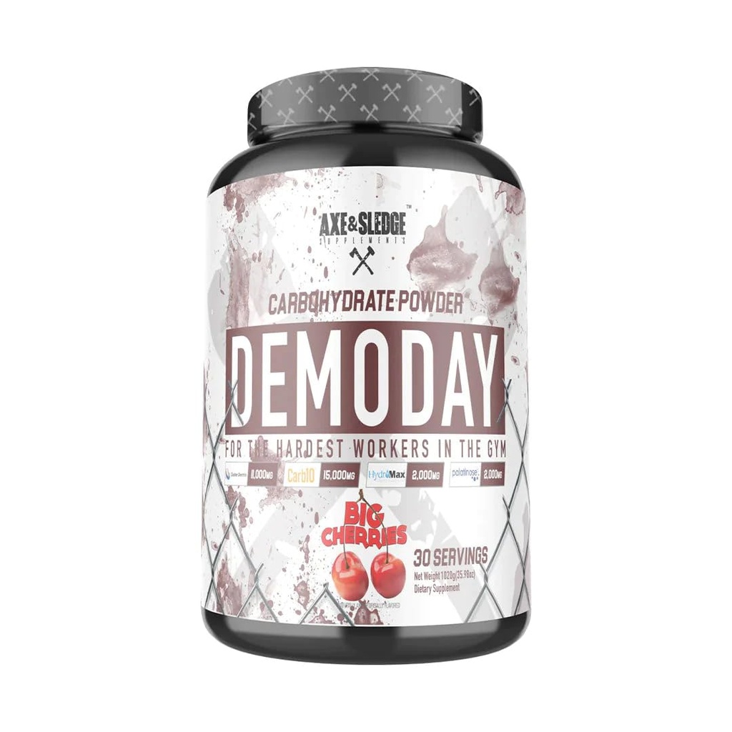 Axe & Sledge Supplements Demo Day Intra-Workout kolhydratpulver med Cluster Dextrin, Carb10, Hydromax, & Palatinose, Förbättrar prestanda och pumpar, 30 portioner (Big Cherries)