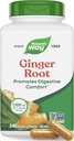 Naturens Way Ginger Root Capsules 550 mg per kapsel, Digestive Comfort * Reducerar Motion-Related Nausea *, 1 100 mg per 2 kapslar, Non-GMO Project Verified, Vegan, 240 greve (Packaging May Vary)