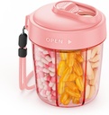 AUVON Stor Pill Dispenser för att lagra 7 olika tillägg, Travel Pill Organizer med Anti-Mix Design, Pill Bottle med bred öppning och Slider Lid Lätt att använda, Inkluderar 20 Blank Stickers, Pink