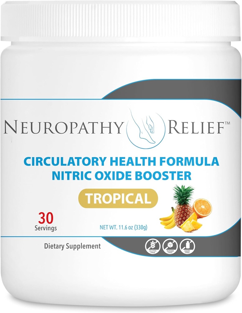 Neuropati ReliefTM - Cirkulatory Health Formula - Nitric Oxide Booster - Tropisk smak (1 Jar), 30 portioner