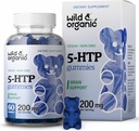 Wild & Organic 5-HTP 200mg Mood Gummies - L-Tryptophan för avkoppling och naturlig lugn - 5 HTP-tillägg för hjärnstöd - 60 Vegan, Non-GMO 5HTP Gummies