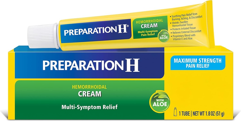 Förberedelse H Hemorrhoid Cream med Aloe för Multi-Symptom Relief - 1.8 Oz Tube
