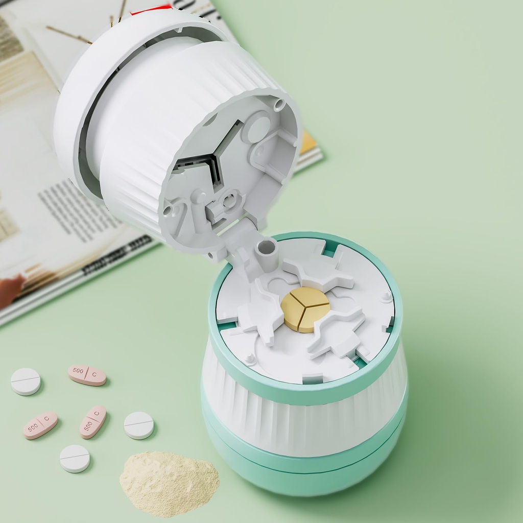 Pill Cutter - Pill Splitter med rostfritt stål Blade för skärning av små piller eller stora piller i en tredjedel, Pill Cutter 1/3, lämplig för skärning av vitaminer, tabletter (1-3 gröna)