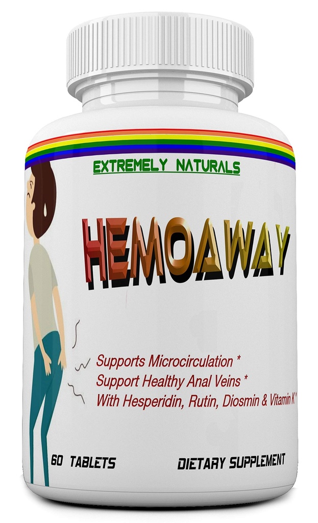 HEMOAWAY naturliga hemorrojder vitaminer. Piles & Anal Fissure Relief. 60 tabletter