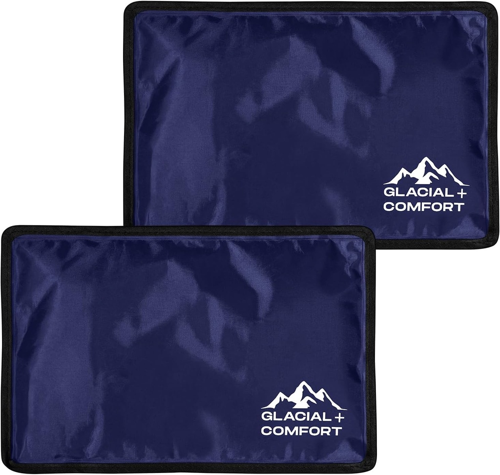 Glacial Comfort Gel Ice Pack för Back Pain - (12" x 8") Återanvändbara Cold Pads för Hip, Knee, Shoulder Injuries, Muscle Strains, Migraine & Postpartum Recovery med Flex Technology - Efter operation.
