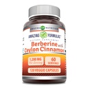 Fantastiska formler Berberine med Pure Ceylon Cinnamon 1200 Mg Per Servering | Premium Komplex Supplement | Veggie Capsules | Non-GMO | Gluten Free | Made in USA (1 Pack | 120 greve)