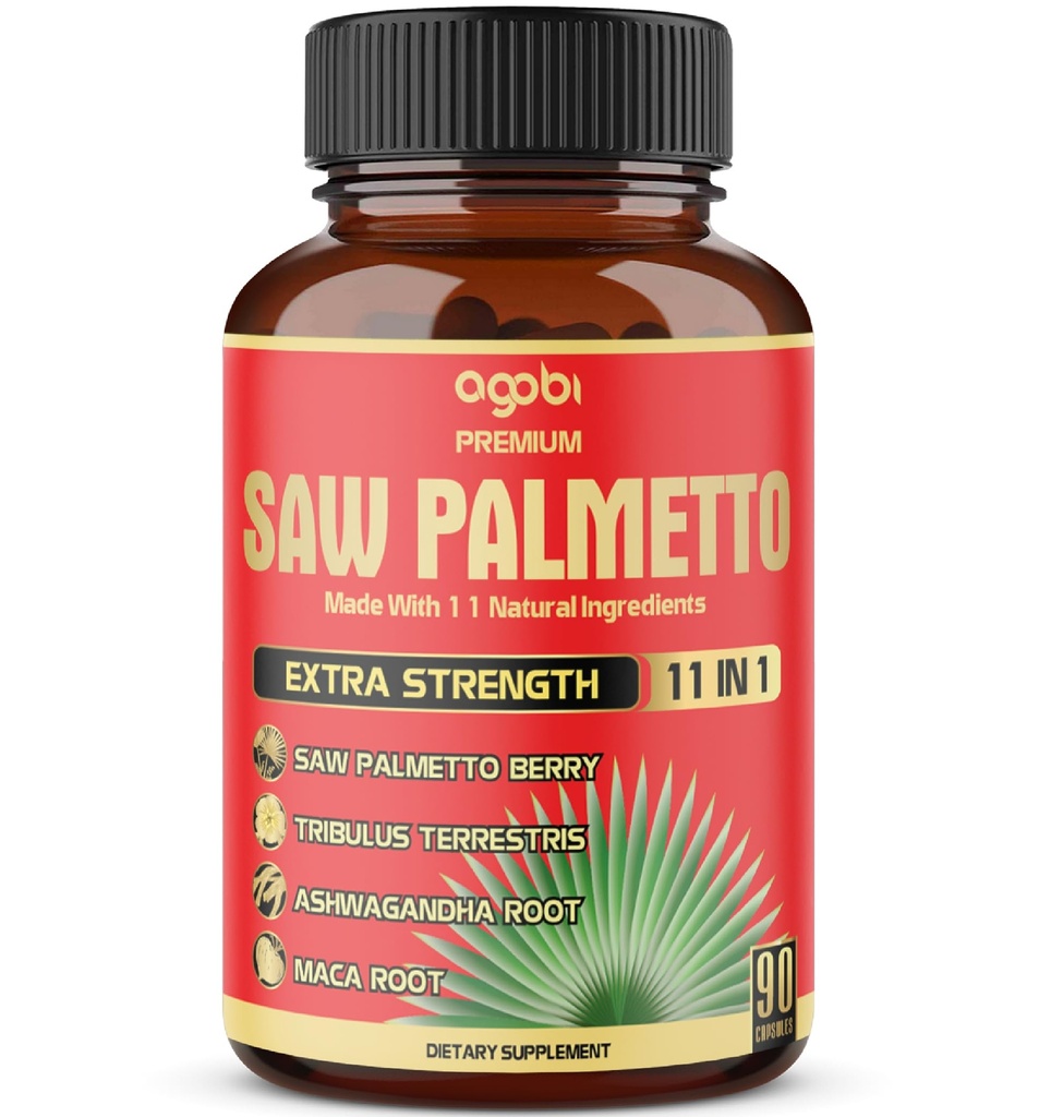 Premium Saw Palmetto kapslar - Kombinerat med Ashwagandha, gurkmeja, Tribulus, Maca, Grönt te, Ginger, Holy Basil & More - 90 kapslar 3-månaders leverans
