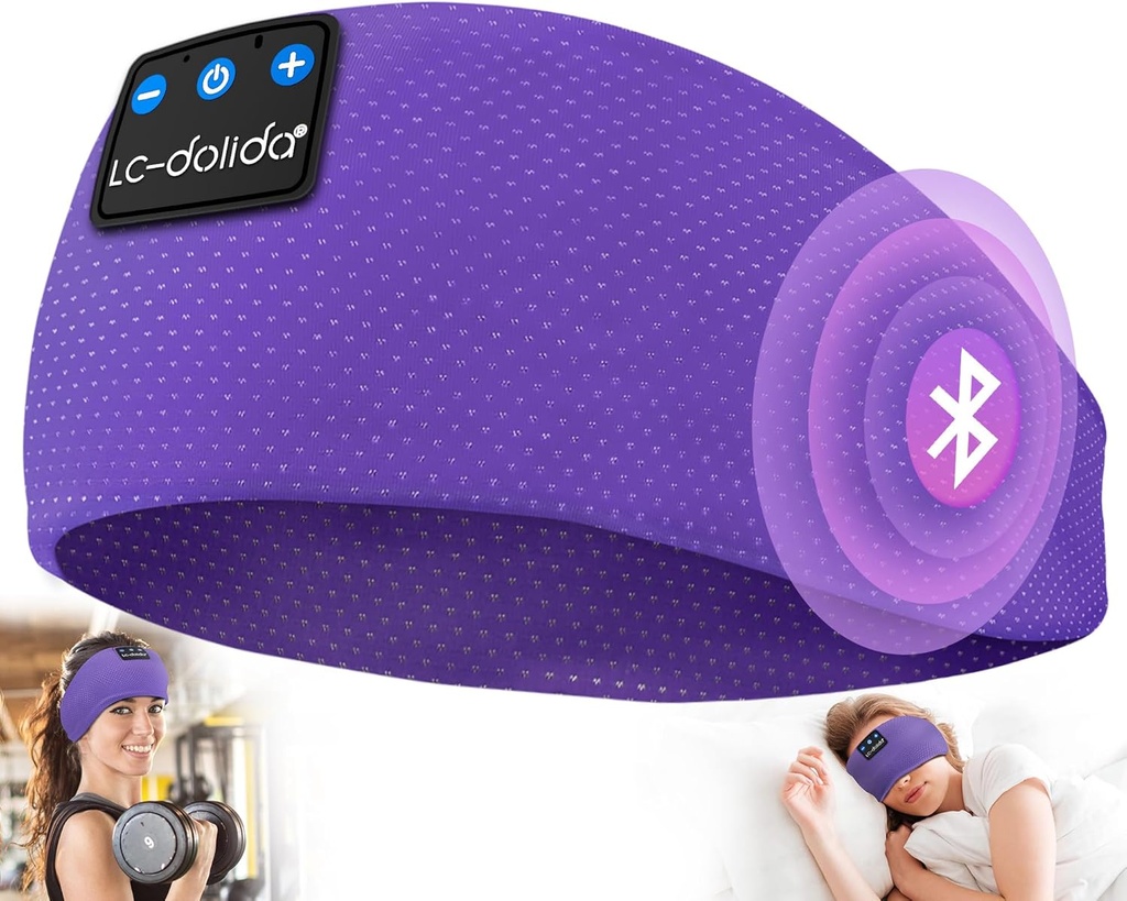 LC-dolida Sleep Headphones Bluetooth 5.4, Headband Headphones Earphones Wireless, Sleep Mask för sömn, sport, gåvor, träning, jogging, yoga, sömnlöshet, flygresor, meditation