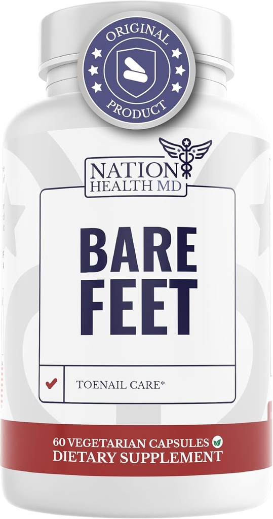 Bare Feet - Toenail Care - Nails Supplement med vitamin A, Vitamin C, Oregano Powder och mer - Nail Repair, Tillväxt och Nail Care - Foot Health, 60 kapslar
