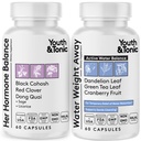 Ungdom & Tonic Women Water Weight Loss Pills för hormonförändringar och flytande lagring under PMS, klimakteriet - Svullnad, uppblåsthet och hormonbalans - 120 kapslar