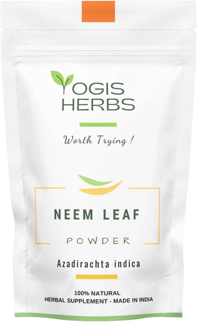 YOGIS HERBS Neem Leaf Powder – Pure Azadirachta Indica for Detoxification, Immune Support och Clear Skin – 100% naturligt växtbaserade tillskott