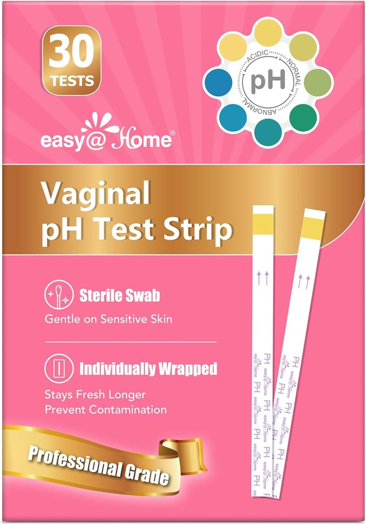 Easy@Home Vaginal pH Test -30 Strips | BV Test Kit hemma för kvinnor | Yeast Infection Test + pH Balance för kvinnor