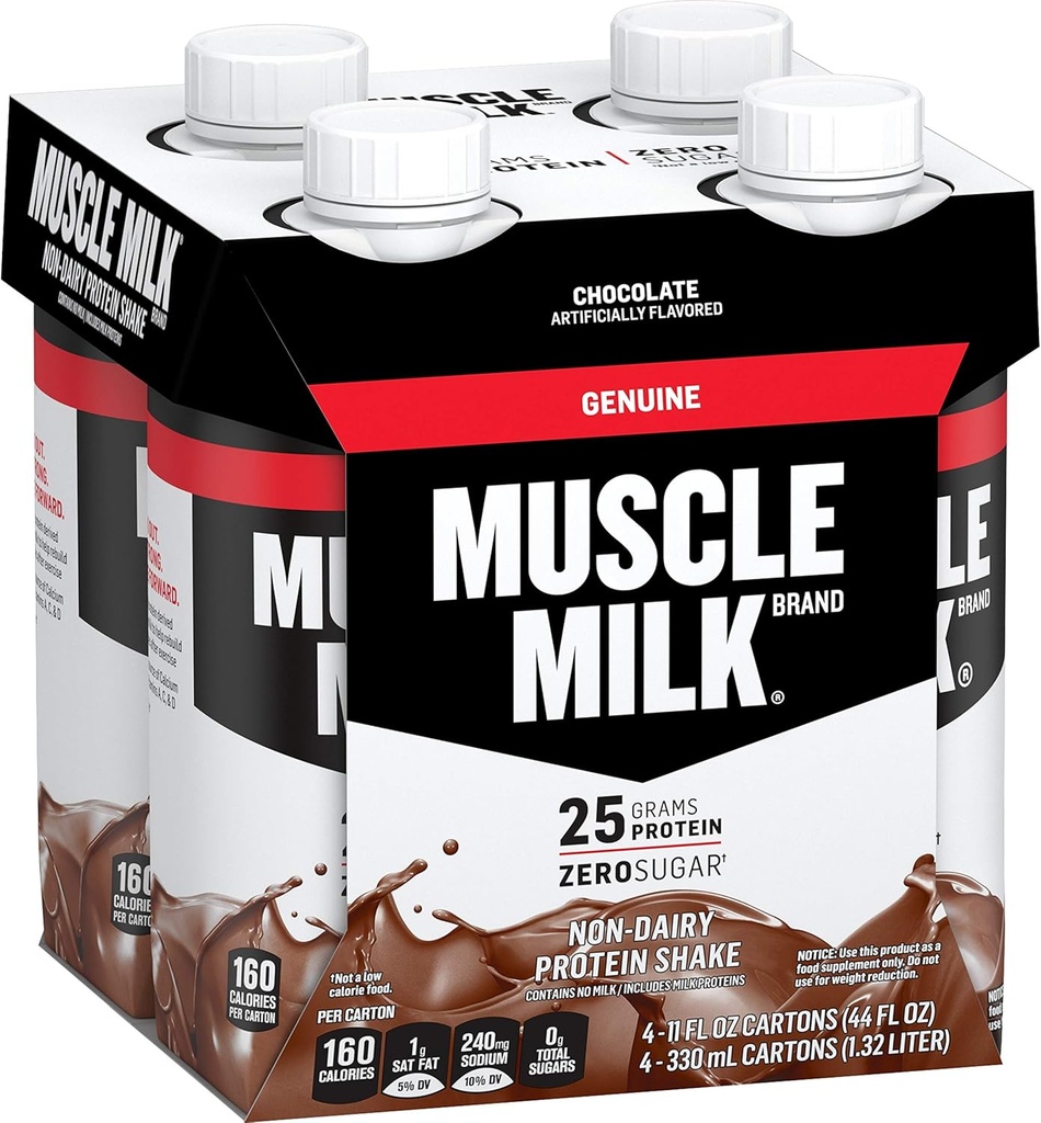 Muskelmjölk Genuine Protein Shake, Chocolate, 25g Protein, 11 Fl Oz (Pack of 4)