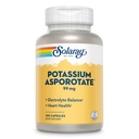 Solaray Potassium Asporotate Chelated Supplement, Electrolyte Balance & Heart Health Support, 100 portioner, 100 kapslar