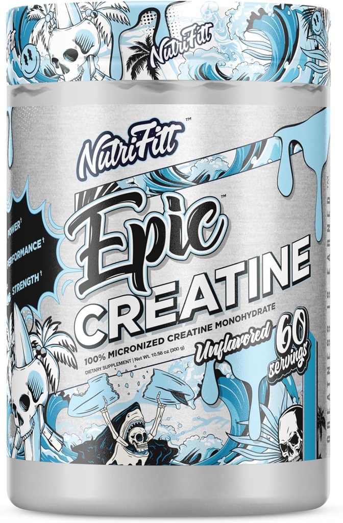 Nutrifitt CREATINE | Micronized Creatine Monohydrate | för män och kvinnor | 60 portioner | Muskeltillväxt | Kognitiv ökning | UNFLAVORED
