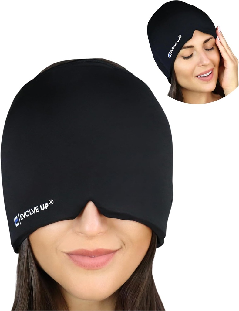 Fast Acting Migraine Relief Cap - Designad för Migraine, Sinus spänning Headache Relief, Double Layer Gel Ice Mask, Therapeutic Migraine Mask - Cold & Hot Compression, One Size Fits All