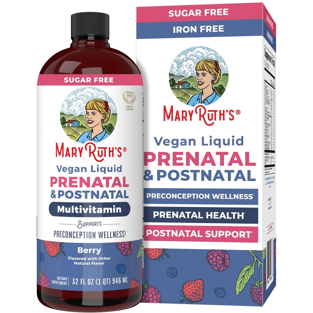 MaryRuth Organics Postnatal & Prenatal Vitamins för kvinnor | Sugar Free | Kvinnor Multivitamin för Pre-Conception, Graviditet & Nursing | Ginger | Selen | Folat | Vegan | Icke-GMO | Gluten Free | 32oz