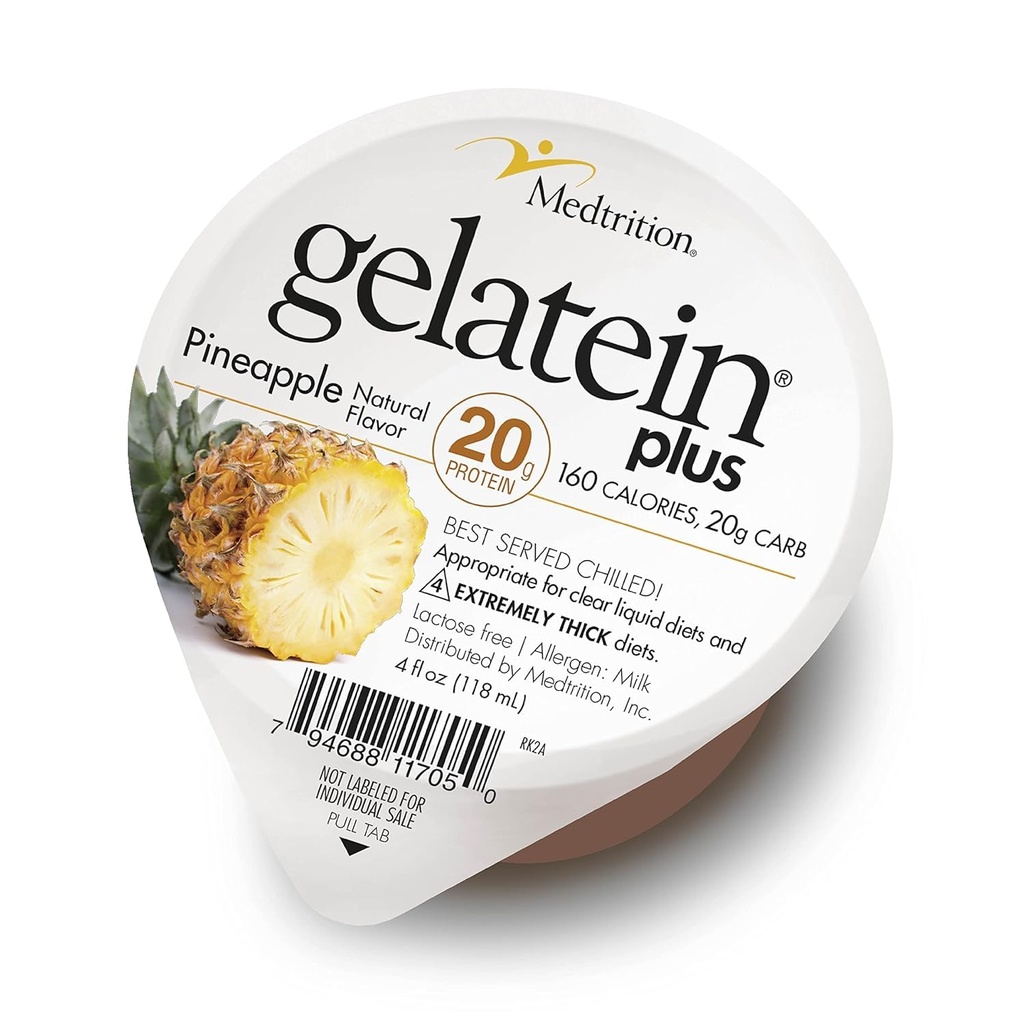 GelaTein Plus-ananas: 20 gram protein. Perfekt för Clear Liquid Diets, sväljer svårigheter, dialys och onkologi. Bra pre eller Post-Workout Snack. (36 Pack)