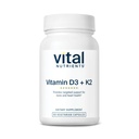 Vital Nutrients Vitamin D3 + K2 | 2000 IU | Vitamin D3 K2 Supplement | Vitamin D Complex for Healthy Calcium Levels, Muscle & Bone Health | Gluten, Dairy, Soy Free | 60 Capsules