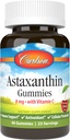 Carlson - Astaxanthin Gummies, med vitamin C, Immune Support, Antioxidant, Hjärthälsa, icke-GMO, Cherry Flavor, 46 Vegetariska Gummies