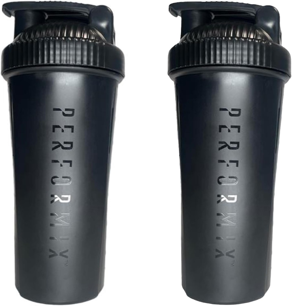 Classic Shaker Bottle för Protein Shakes Pre Workout och kompletterar plast Whisk för den perfekta mixen varje gång | 28-unce | Svart (2-Pack)
