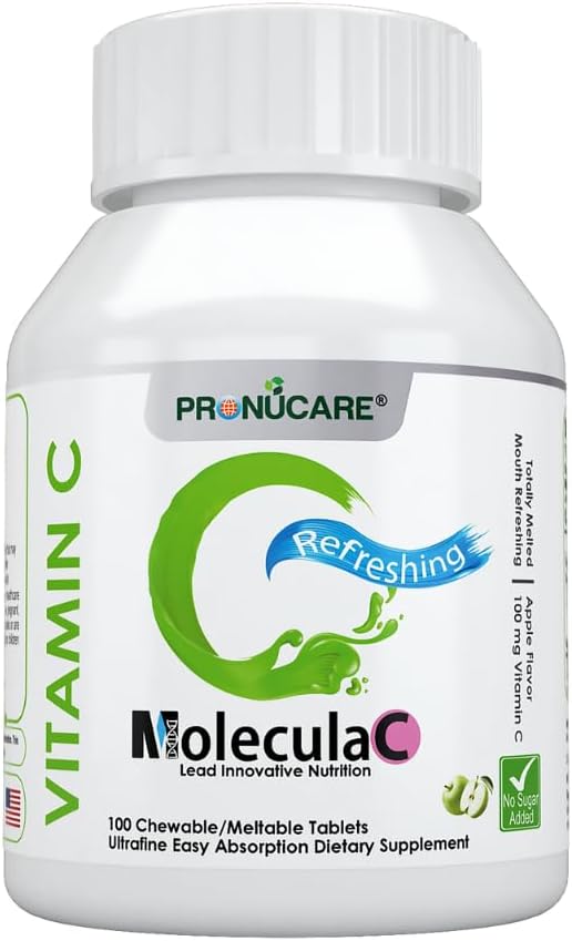 Vitamin C 100 mg Buccal Lozenge tabletter - långsamt lösa, kontrollerad frisättning och snabb absorption, naturlig Apple, immunförsvar, antioxidant och anti-aging, sockerfri, 100 CT