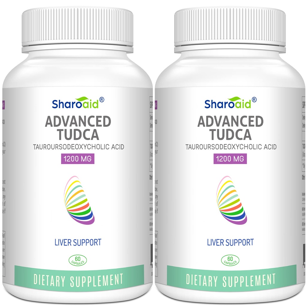 TUDCA Liver Support Kosttillskott 1200 mg-Tredje part Testade-Bile salter för lever Detox Cleanse-High Strength Formel-Vegan kapslar för lever,Gallbladder, Kidney Health, 2 flaska-120 kapslar