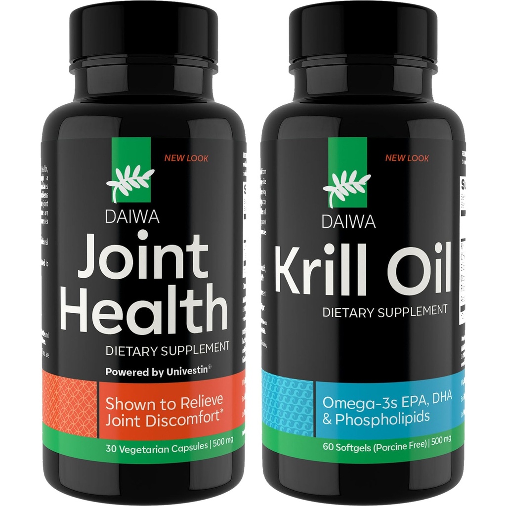 Daiwa Joint och Krill Oil Supplement Pack - Omega 3 Krill Oil Capsules med Herbal Blend, 2-i-1 Formel