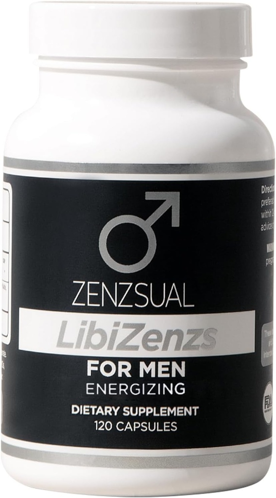 ZENZSUAL LibiZenzs Män - Naturlig kosttillskott Blend med Ginseng, Maca Root, Ashwagandha - Ökar testosteronnivåer - Gluten Fri (120 kapslar)
