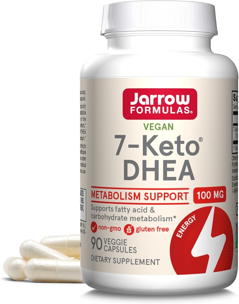 Jarrow Formulas 7-Keto DHEA 100 mg - Upp till 90 portioner (Veggie Caps) Dietary Supplement - Kolhydrat Metabolism Support - Non-GMO - Gluten Free - Vegan