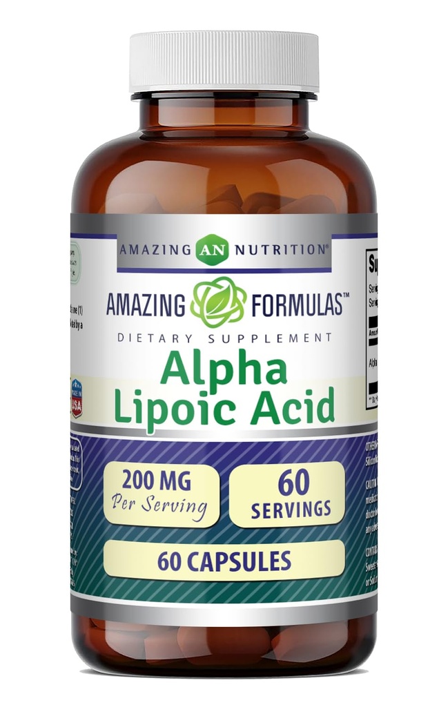 Fantastiska formler Alpha Lipoic Acid | 200 Mg Supplement | Kapslar | Icke-GMO | Glutenfri | Tillverkad i USA (1 Pack, 60)