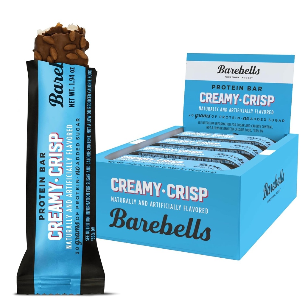 Barebells Protein Bars Creamy Crisp - 12 greve, 20g High Protein Treats - Chocolate Nutrition Bar med 1g Total Sugars - On-The-Go Breakfast eller Post-Workout Snack