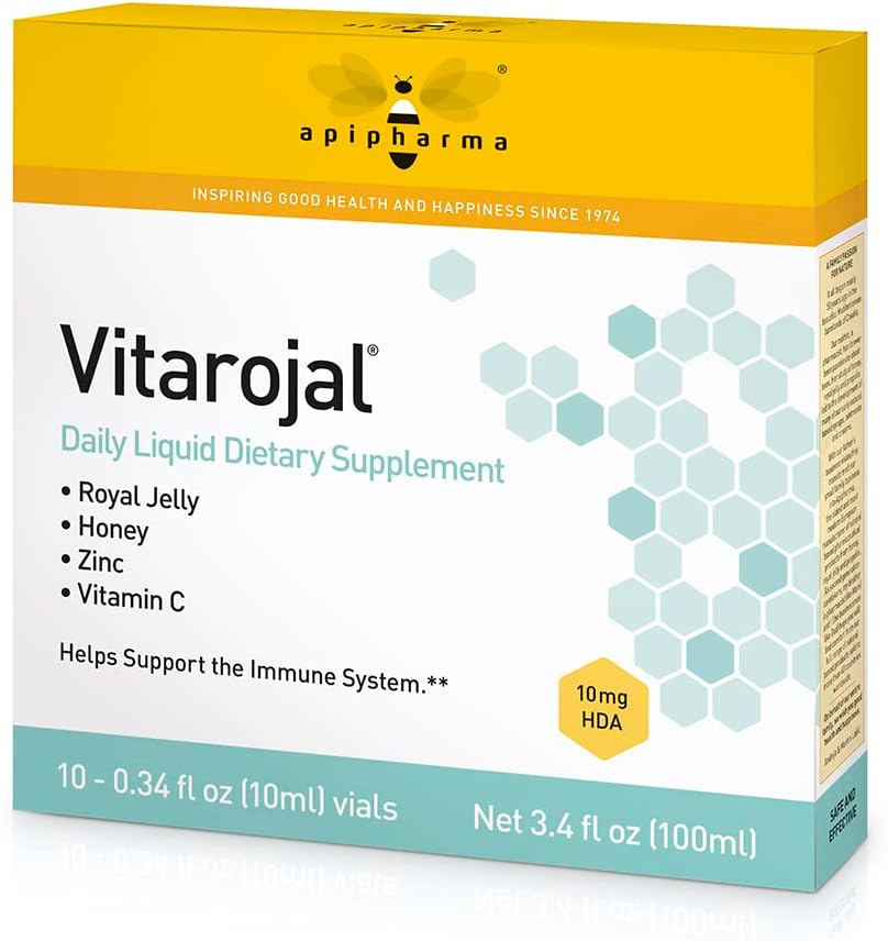 Vitarojal Royal Jelly - med honung, vitamin C, Zink - Stöd ditt immunsystem och främjar naturlig energi och välbefinnande (10 flaskor)