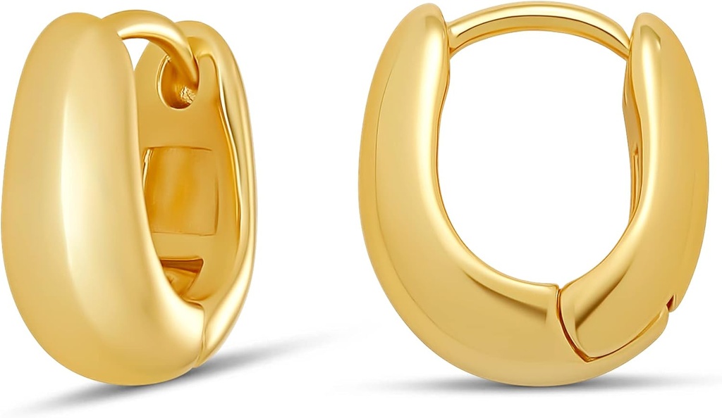Essentials 14K Gold eller Sterling Silver Plated Teardrop Huggie Hoop 12mm