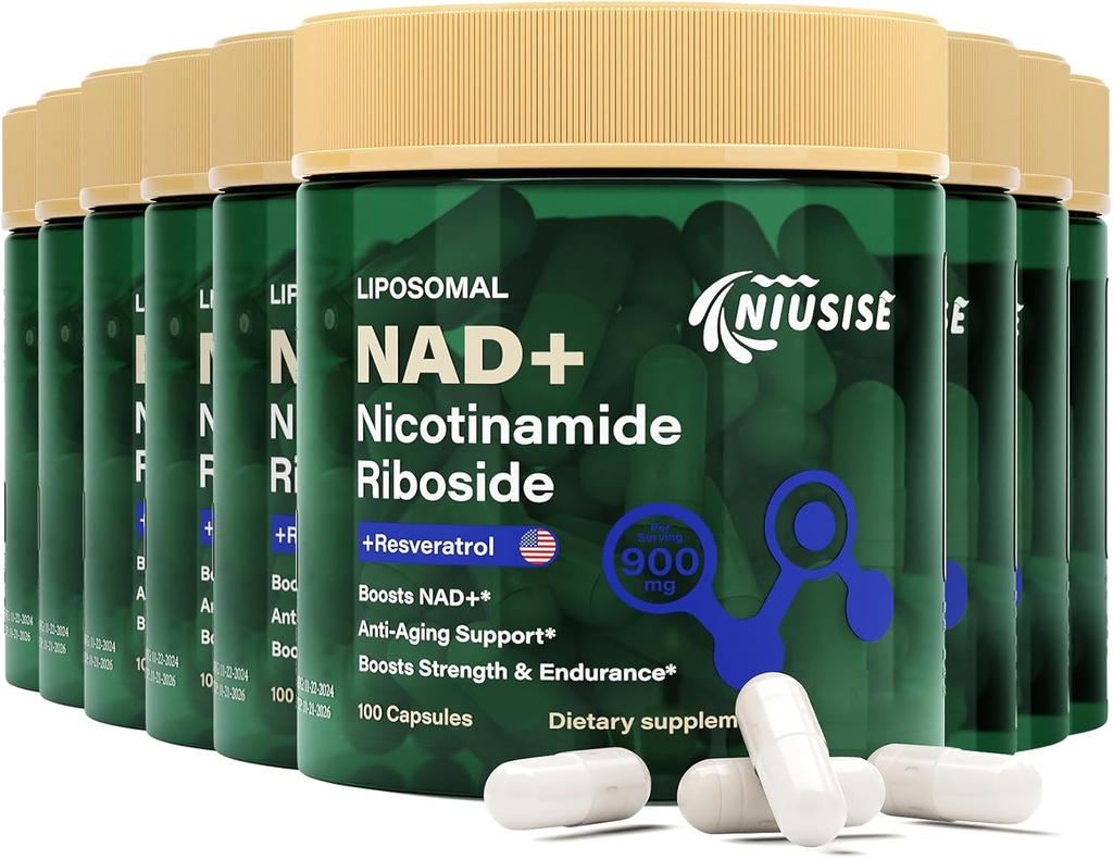 NAD Supplement, NAD Nicotinamide Riboside 900 Mg for Men and Women, Liposomal NAD+ Supplement with Nicotinamide Riboside, Resveratrol & Quercetin, Energy, Boost NAD+, 900 Capsules