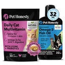 Cat Multivitamin Chews + Omega 3 Fish Oil Supplement för hundar och katter - Cat Treats for Health, Immune, Joint Support, Skin & Coat, Digestion och Overall Wellness | Kyckling (30-dag Supply)