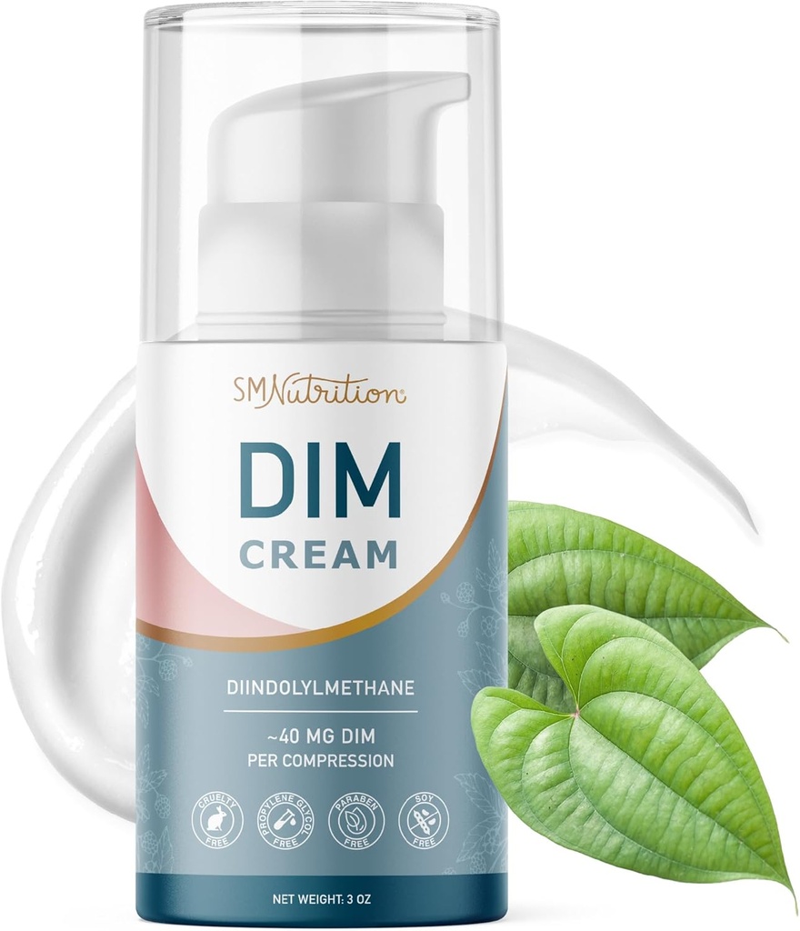 DIM Cream Supplement | Hormonbalansering Cream för kvinnor | Diindolylmethane stöder östrogenbalans och lättnad för klimakteriet, Perimenopause, Hormonal Acne & Hot Flashes | ~ 40mg Per Servering | Soy-Free