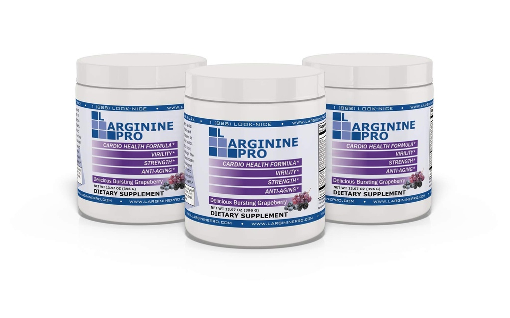 L-ARGININE PRO | 5,500mg L-Arginine Plus L-Citrulline 1,100mg Grape Powder Drink Mix Supplement för ökad Nitric Oxide Production