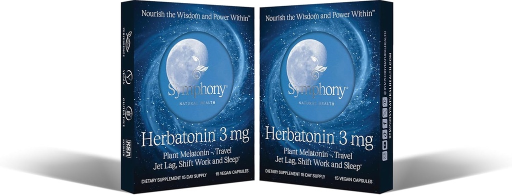 Herbatonin® 3mg - Den första naturliga växten Melatonin Adult Sleep Aid, Circadian Rhythm Support för Jet Lag, Shift Work, General Sleeplessness - 120 rena Vegan kapslar (120 dagars leverans)