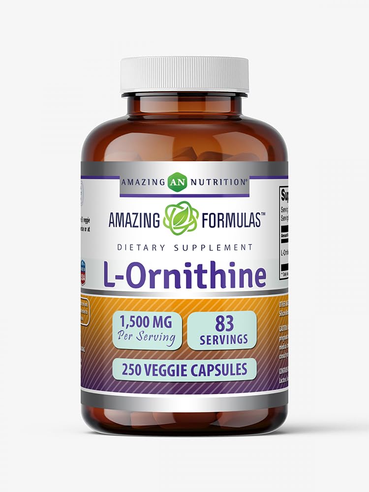 Fantastiska formler L-Ornithine Supplement | 1500 Mg Per Serving | 250 Veggie Capsules | Non-GMO | Gluten Free | Made in USA