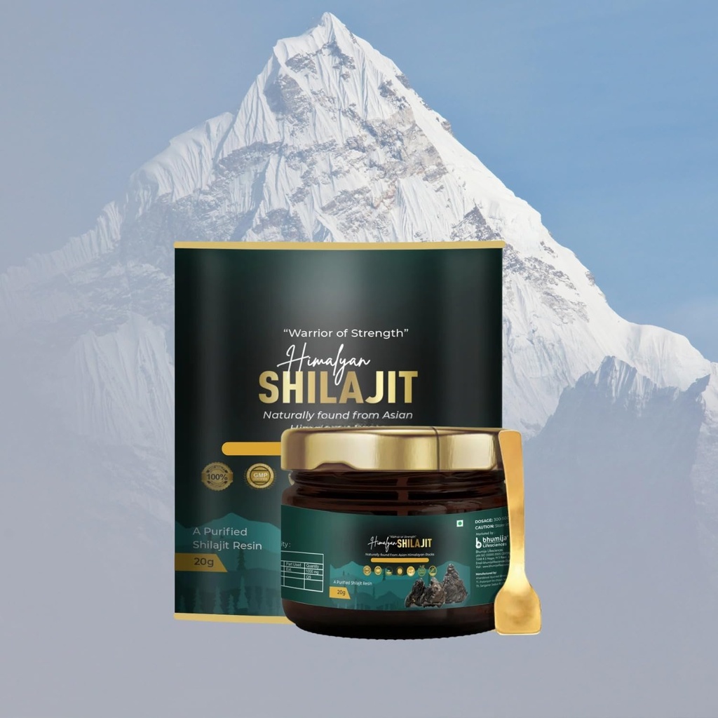 Bhumiija och Life Science Organic Resin Shilajit Supplement för män och kvinnor