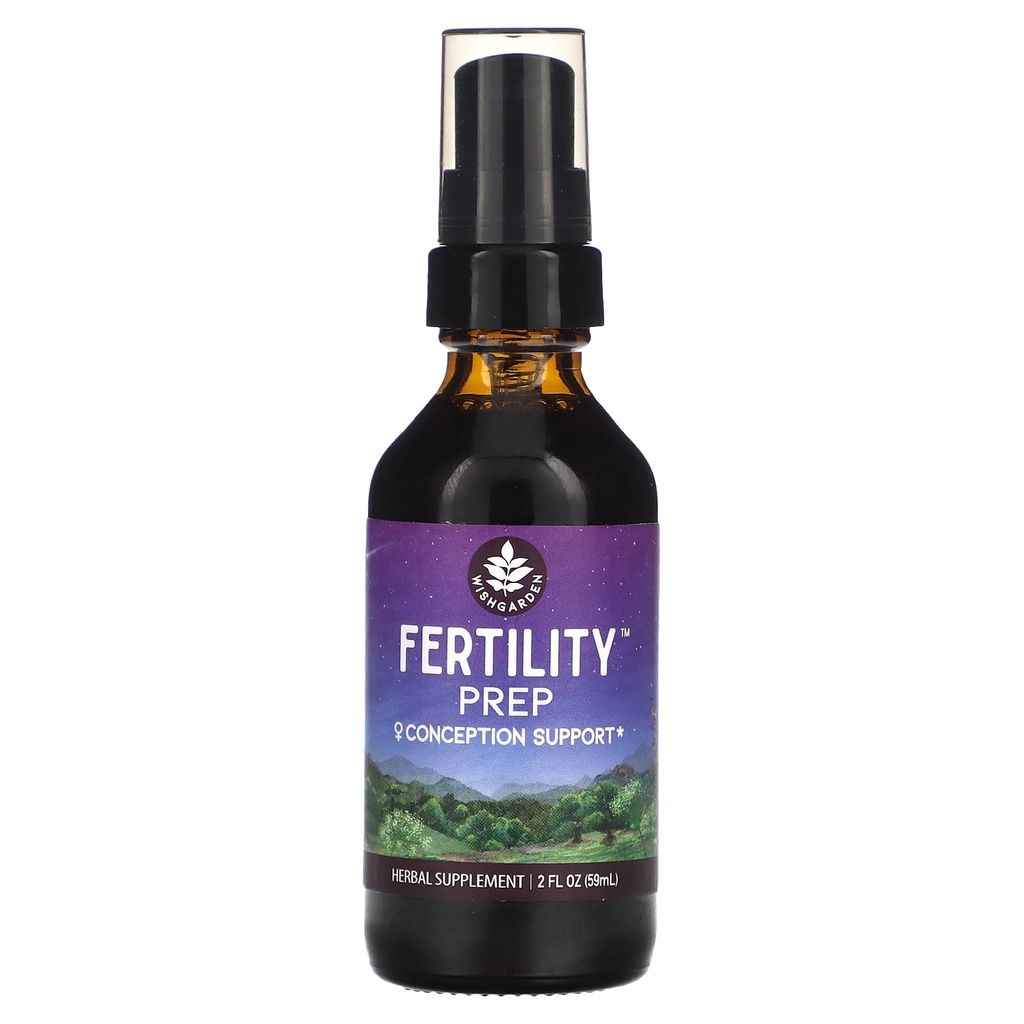 WishGarden Herbs fertilitet Prep - All-Natural Fertility Herbal Supplement med Vitex, Red Maca & Raspberry Leaf, stöder hälsosam hormonbalans för kvinnor, Optimal Uterine Health & Conception, 2oz