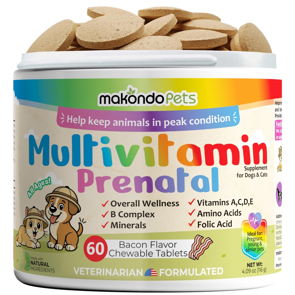 Hund Prenatal Vitaminer - Multivitamin, Folic Acid, Calcium, Järn, Mineraler och Aminosyror. Perfekt för gravida, amning och nyfödda husdjur - Senior Dog Supplement, komplett valp multi vitamin.