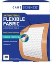 Care Science Fabric Adhesive Pad Bandages, 3x4 inches Extra Large Flexible Non-Stick Strip, hjälper till att förebygga infektion, andningsbart skydd, för första hjälpen & sårvård, 30 greve