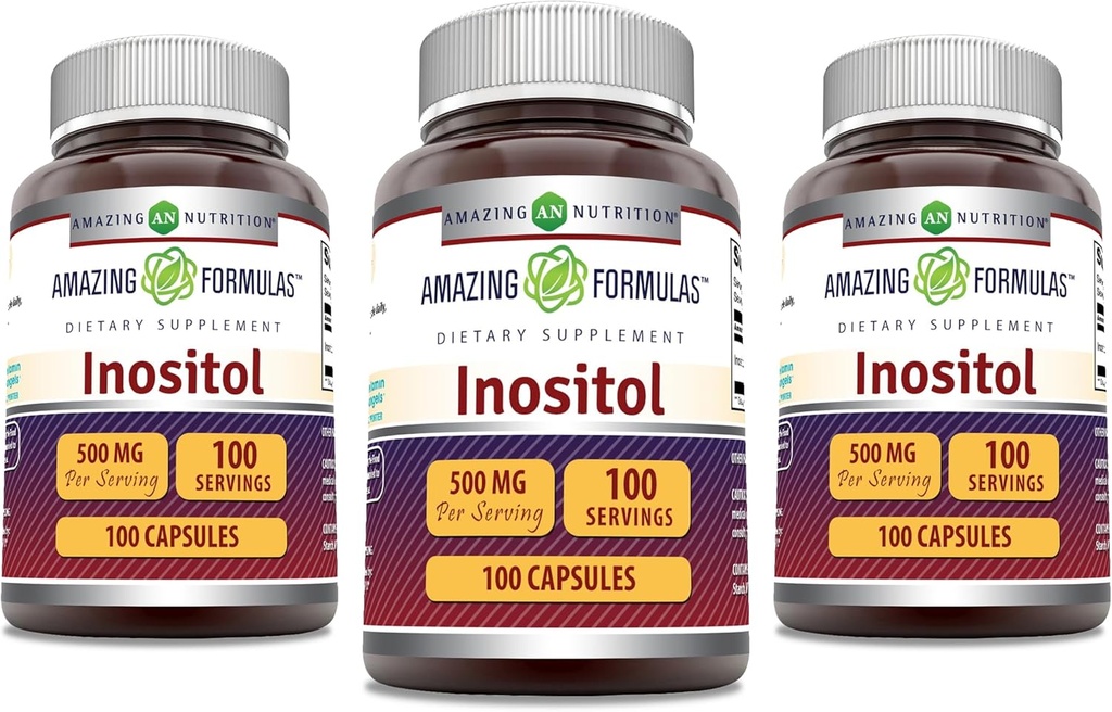 Fantastiska formler Inositol 500 Mg | Capsules Supplement | Non-GMO | Gluten-Free | Made in USA (Pack of 3 | 100 Count)
