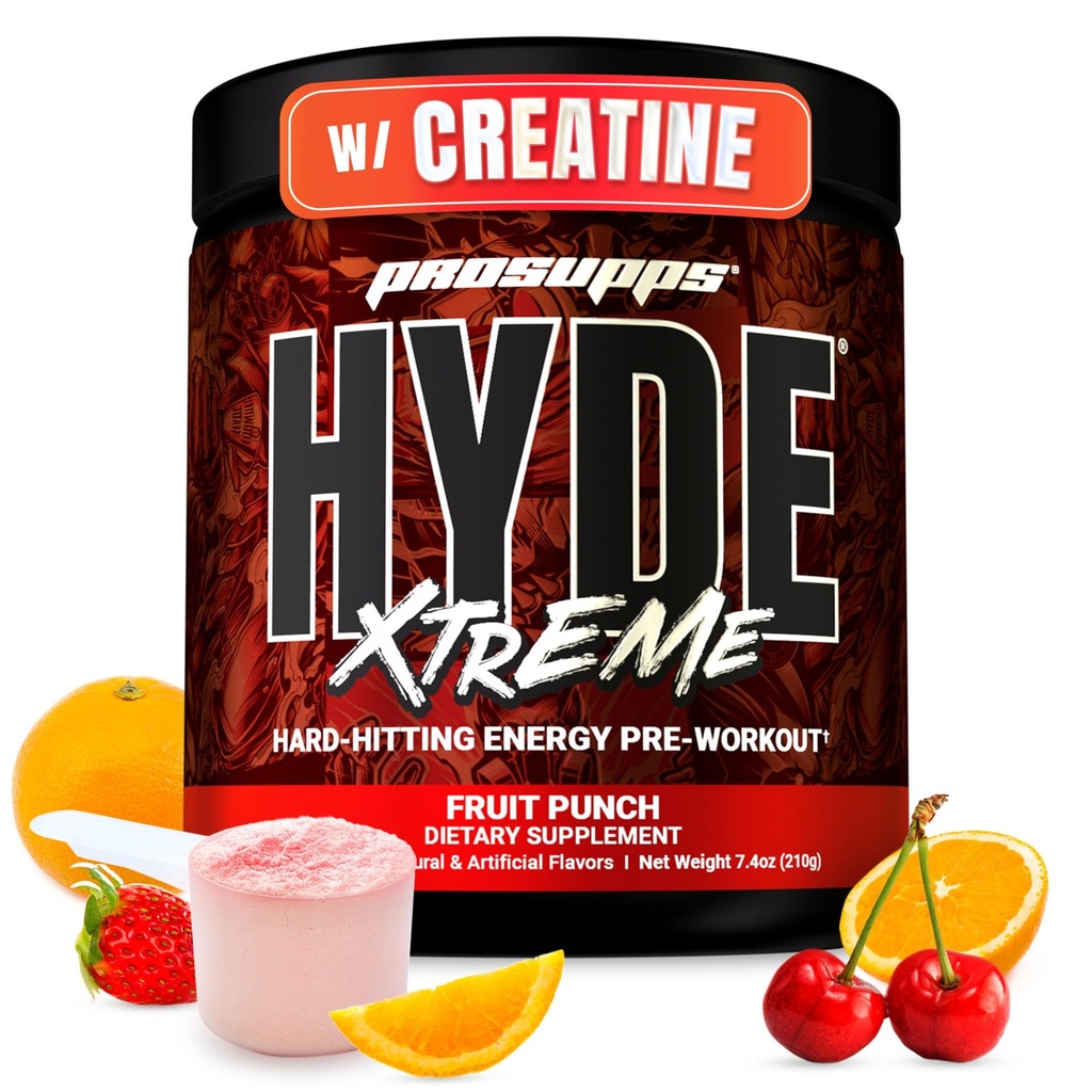 PROSUPPS Herr Hyde Xtreme Pre Workout Powder med kreatin, Beta Alanine & Caffeine - Extreme Energy, Pumps, Focus & Performance - Fitness & Gym Supplements for Men & Women (Fruit Punch, 30 Servings)