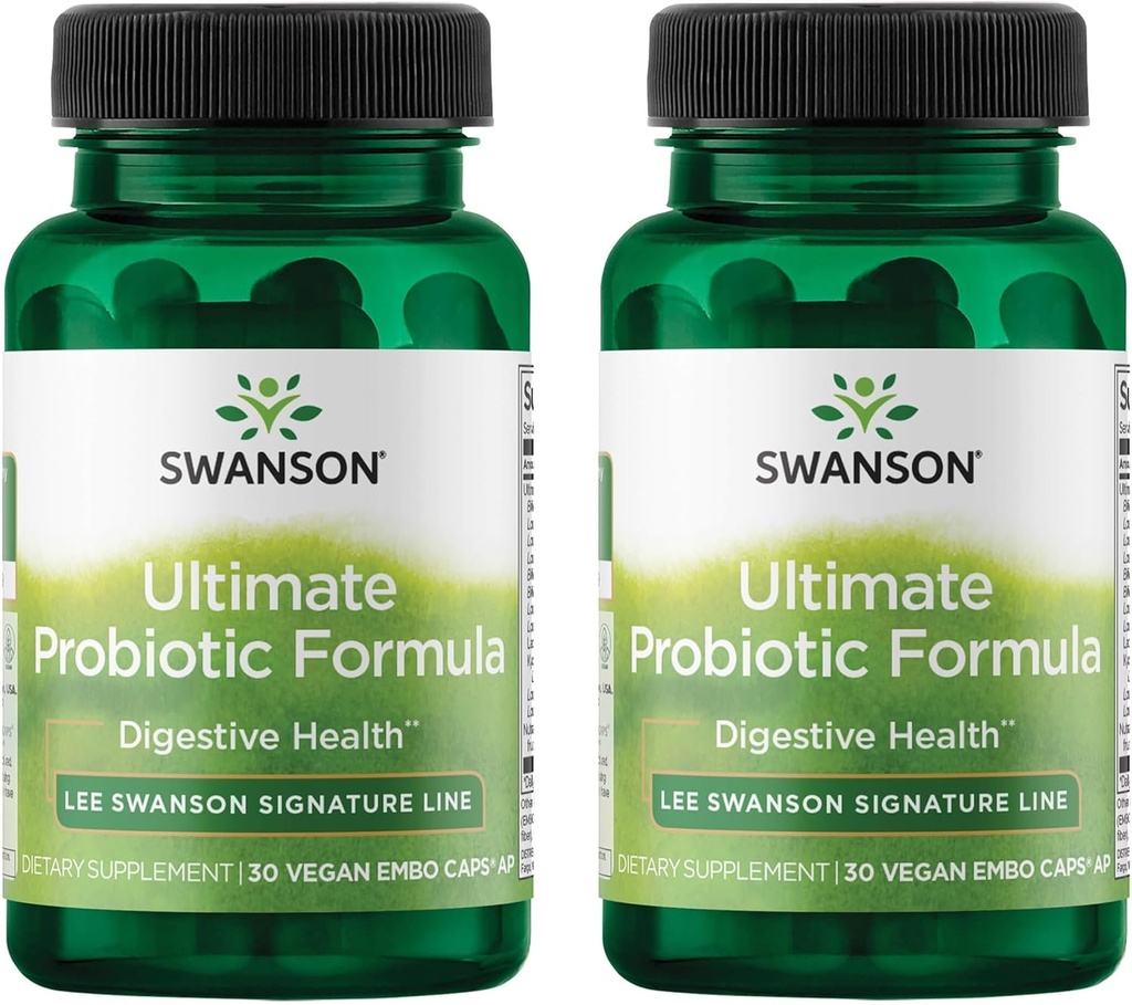 Swanson Ultimate Probiotic Formula Digestive Health Immune System Support 66 miljarder CFU Prebiotic NutraFlora scFOS 30 DRcaps Veggie Capsules (Caps) (2 Pack)